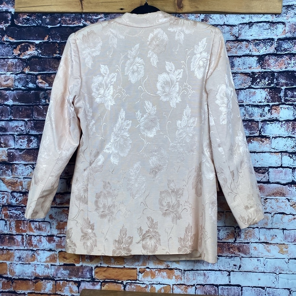 Vintage Light Pink Floral Printed Blazer Shoulder Pads with Pockets Sz M - Picture 12 of 17
